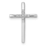 .03ct Diamond Cross Chain Slide Charm Pendant in Real 14k White Gold