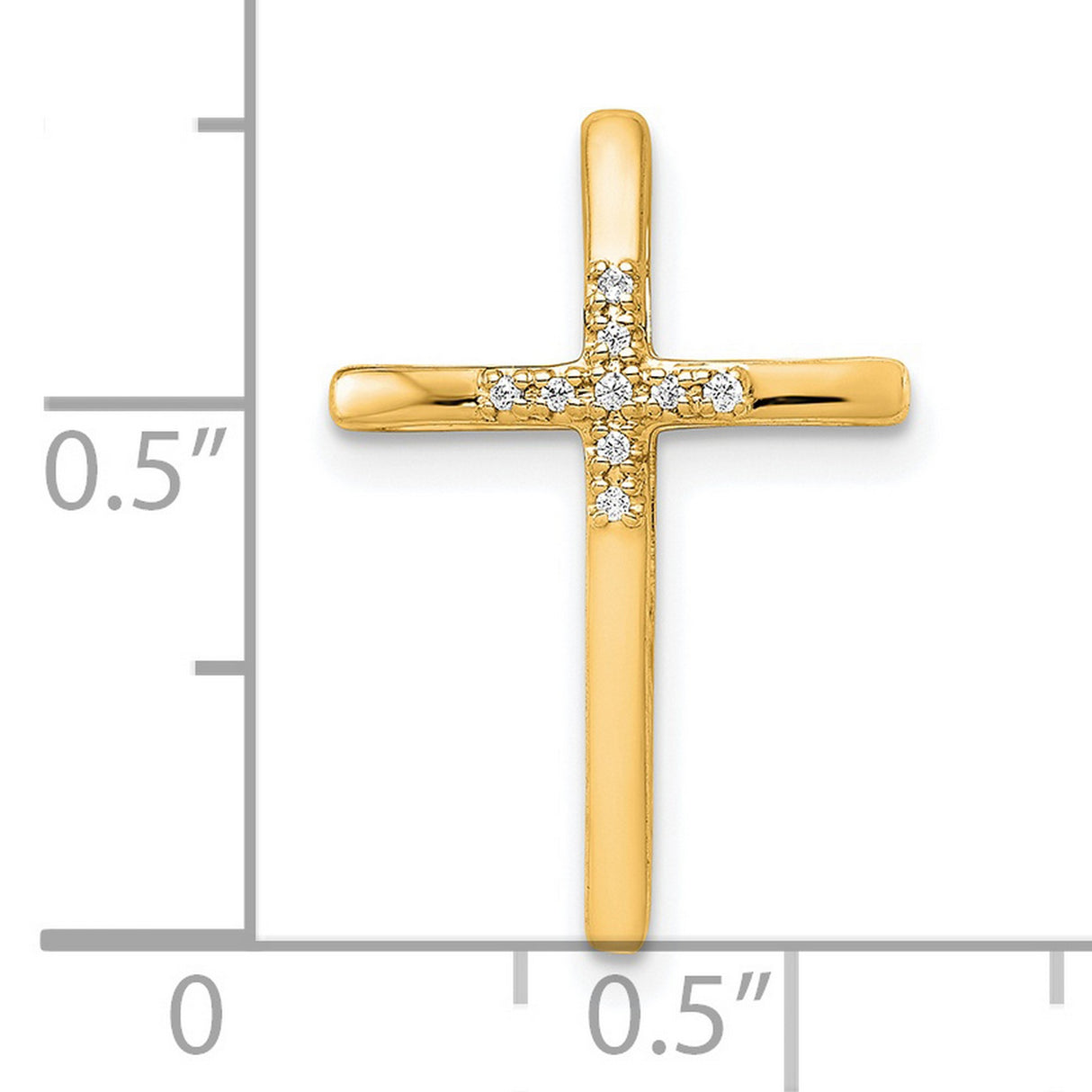 .03ct Diamond Cross Chain Slide Charm Pendant in Real 14k Yellow Gold