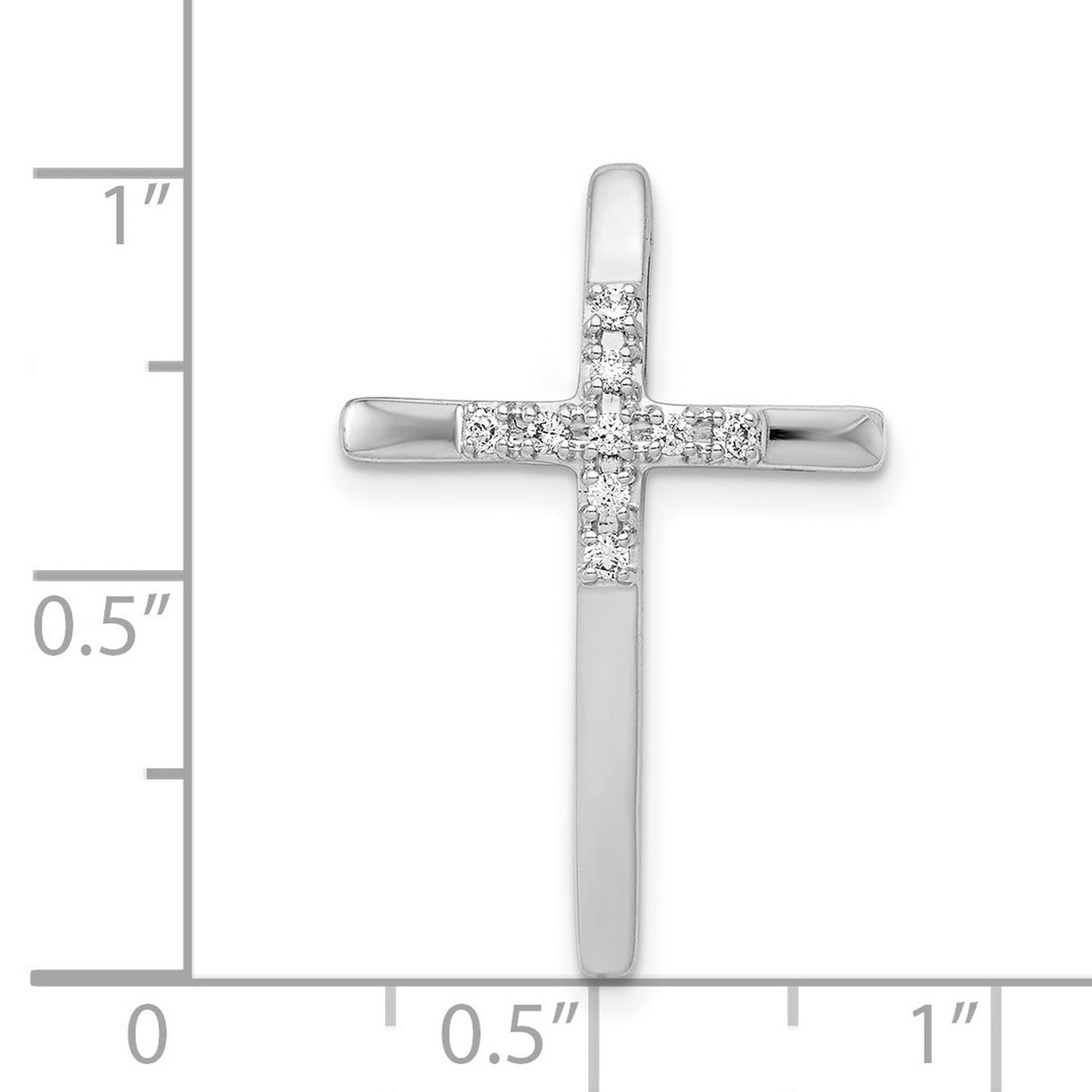 1/10ct Diamond Cross Chain Slide Charm Pendant in Real 14k White Gold