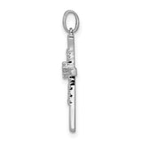 1/10ct Diamond Cross Charm Pendant in Real 10k White Gold