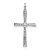 1/10ct Diamond Cross Charm Pendant in Real 10k White Gold