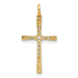 1 10ct Diamond Cross Charm Pendant in Real 10k Yellow Gold