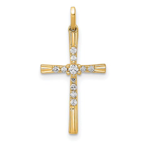 1 10ct Diamond Cross Charm Pendant in Real 10k Yellow Gold