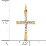 1/10ct Diamond Cross Charm Pendant in Real 14k Yellow Gold