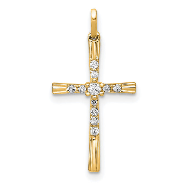 1/10ct Diamond Cross Charm Pendant in Real 14k Yellow Gold