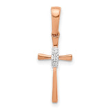 .03ct Diamond Cross Charm Pendant in Real 10k Rose Gold