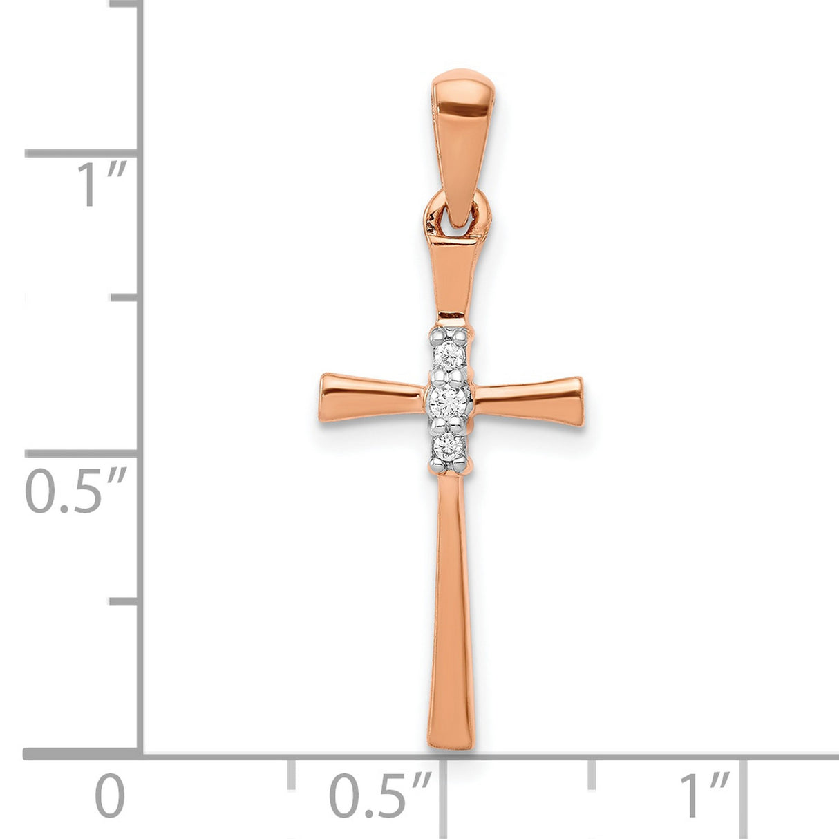 1/20ct Diamond Cross Charm Pendant in Real 14k Rose Gold