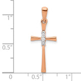 1/20ct Diamond Cross Charm Pendant in Real 14k Rose Gold