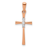 1/20ct Diamond Cross Charm Pendant in Real 14k Rose Gold