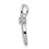 10k White Gold Cross Pendant with Diamond Accent, Polished Finish, Unisex Spiritual Jewelry