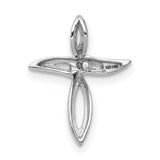 10k White Gold Cross Pendant with Diamond Accent, Polished Finish, Unisex Spiritual Jewelry