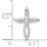 10k White Gold Cross Pendant with Diamond Accent, Polished Finish, Unisex Spiritual Jewelry