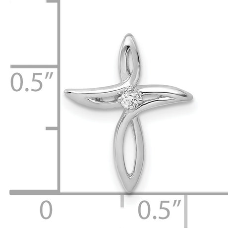 10k White Gold Cross Pendant with Diamond Accent, Polished Finish, Unisex Spiritual Jewelry