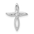 10k White Gold Cross Pendant with Diamond Accent, Polished Finish, Unisex Spiritual Jewelry