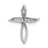 14k White Gold Cross Pendant with Diamonds, Modern Flowing Design for Men and Women