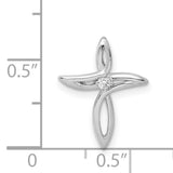 14k White Gold Cross Pendant with Diamonds, Modern Flowing Design for Men and Women
