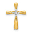 10k Yellow Gold Cross Pendant with Diamond, Polished Finish Religious Charm for Men and Women