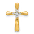 Diamond Cross Slide Chain Slide Charm Pendant in Real 14k Yellow Gold