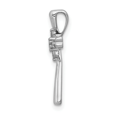 10k White Gold Cross Pendant with Sleek Tapered Design, Religious Jewelry for Men and Women