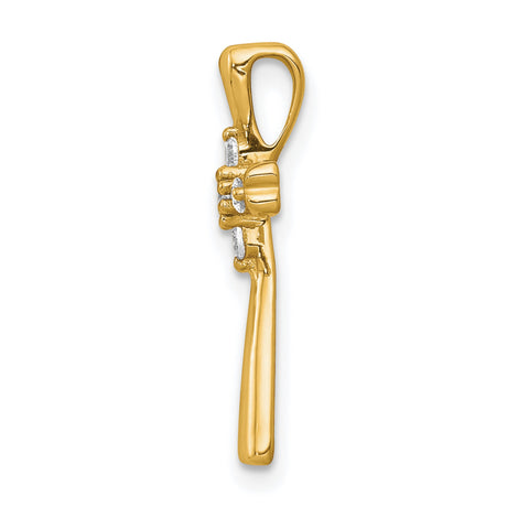10k Yellow Gold Cross Pendant with Diamond Accents, Polished Religious Charm for Men or Women