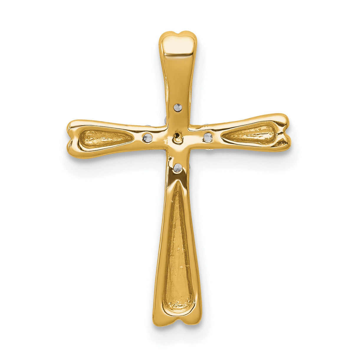 10k Yellow Gold Cross Pendant with Diamond Accents, Polished Religious Charm for Men or Women