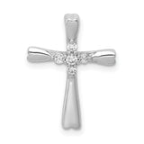 1/6ct 5-Stone Diamond Cross Chain Slide Charm Pendant in Real 14k White Gold