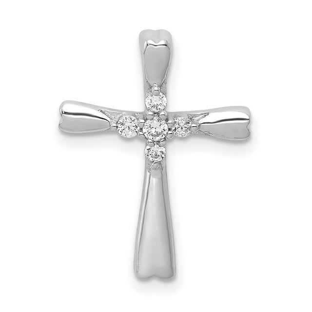 1/6ct 5-Stone Diamond Cross Chain Slide Charm Pendant in Real 14k White Gold