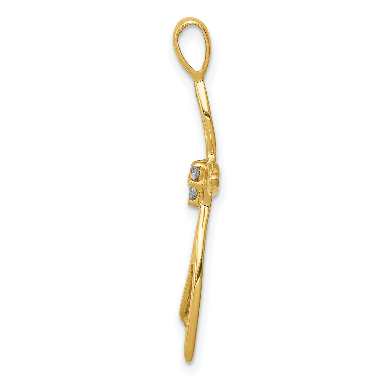 10k Yellow Gold Cross Pendant with Diamond Accents, Leaf Design and Openwork Detail