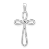 AA Diamond Cross Charm Pendant in Real 14k White Gold