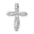 14k White Gold Cross Pendant with Diamond Accent, Modern Curved Openwork Design