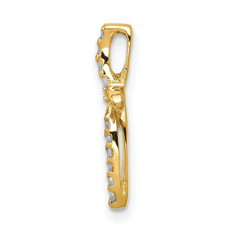 14k Yellow Gold Cross Pendant with Diamond Accent, Modern Openwork Religious Design