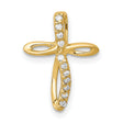 14k Yellow Gold Cross Pendant with Diamond Accent, Modern Openwork Religious Design