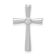 10k White Gold Cross Pendant with Diamond Bezel, Tapered Polished Design for Men and Women