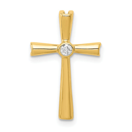 10k Yellow Gold Cross Pendant with Diamond Centerpiece, Modern Faith Jewelry for Men and Women
