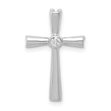 AA Diamond Cross Chain Slide Charm Pendant in Real 14k White Gold