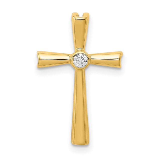 AA Diamond Cross Charm Pendant in Real 14k Yellow Gold