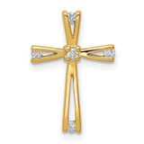 AA Diamond Cross Charm Pendant in Real 14k Yellow Gold