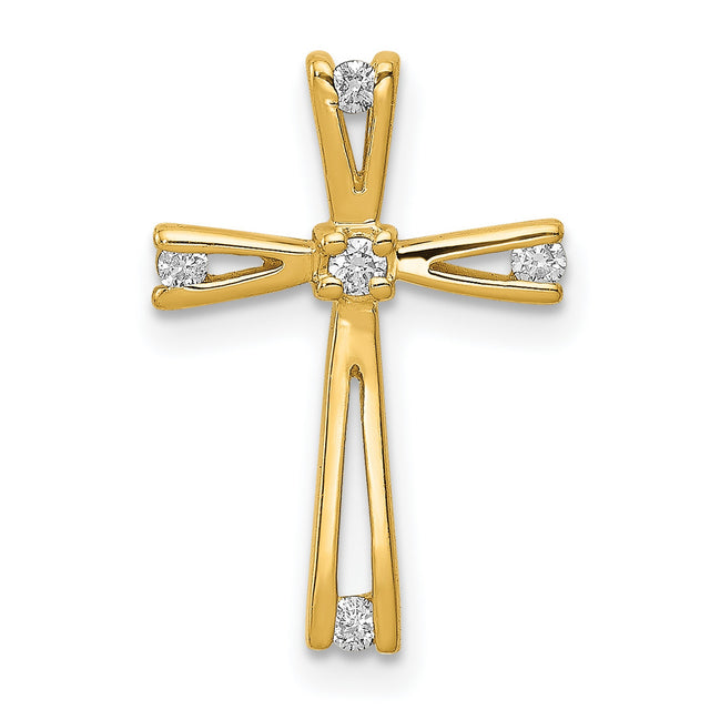 AA Diamond Cross Charm Pendant in Real 14k Yellow Gold