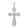 10k White Gold Diamond Cross Pendant with Filigree Design, Unisex Religious Jewelry