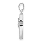 .01ct Diamond Polished Budded Cross Charm Pendant in Real 10k White Gold