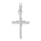 .01ct Diamond Polished Budded Cross Charm Pendant in Real 10k White Gold