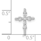 1/6ct Diamond Cross Chain Slide Charm Pendant in Real 14k White Gold