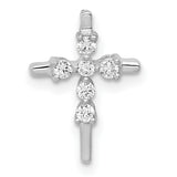 1/6ct Diamond Cross Chain Slide Charm Pendant in Real 14k White Gold