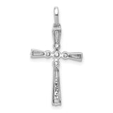 1/15ct Diamond Cross Charm Pendant in Real 14k White Gold