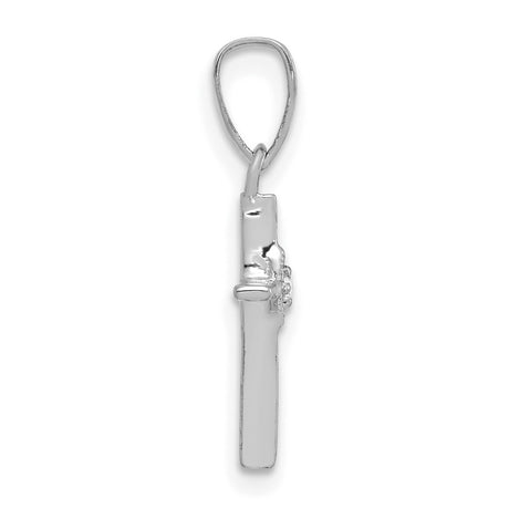 10k White Gold Cross Pendant with Diamond Accent, Minimalist Faith Design