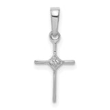 10k White Gold Cross Pendant with Diamond Accent, Minimalist Faith Design
