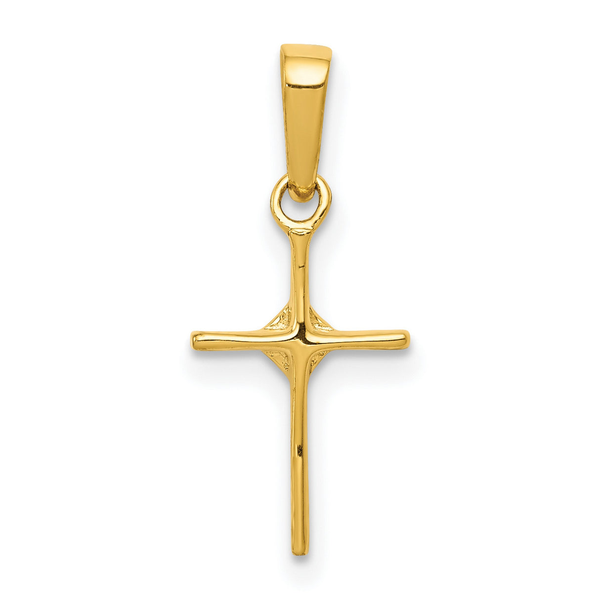 10k Yellow Gold Cross Pendant with Diamond Accent, Classic Religious Style for Men and Women