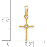 10k Yellow Gold Cross Pendant with Diamond Accent, Classic Religious Style for Men and Women