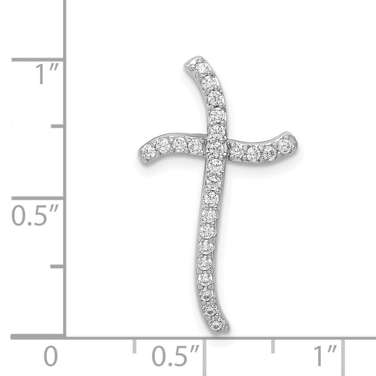 1/4ct Diamond Cross Chain Slide Charm Pendant in Real 14k White Gold