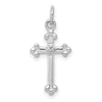 10k White Gold Diamond Cross Pendant, Budded Religious Design for Men and Women